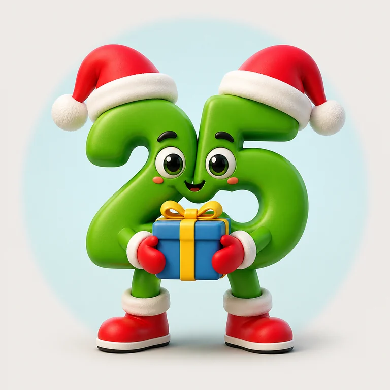 25 Secret brainrot as two green digits in Santa hats holding a blue present
