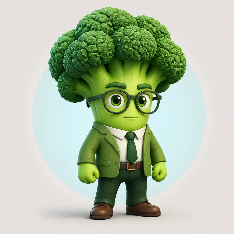 Antonio brainrot, a broccoli-headed character with glasses and a green suit