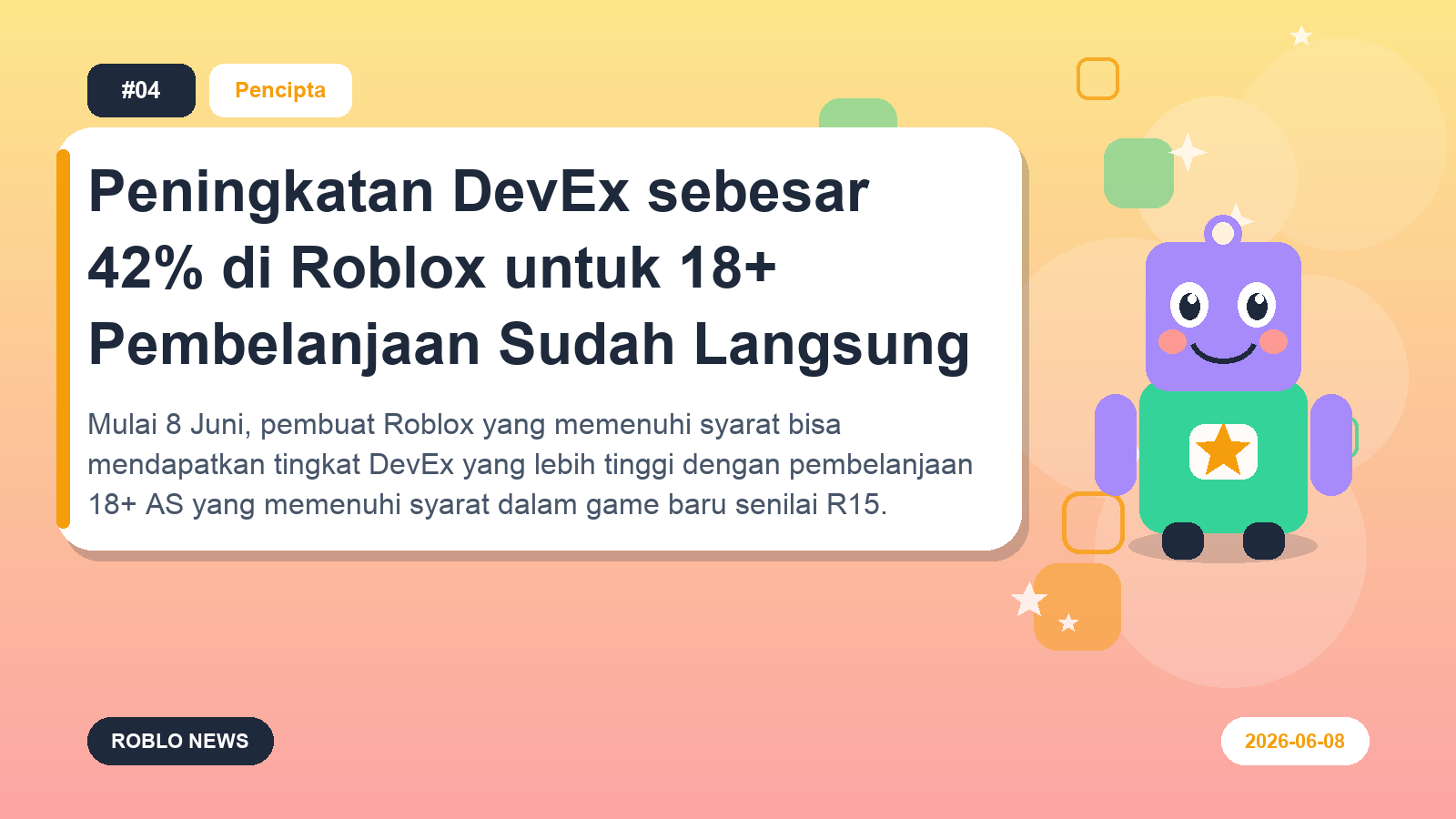 Peningkatan DevEx sebesar 42% di Roblox untuk 18+ Pembelanjaan Sudah Langsung