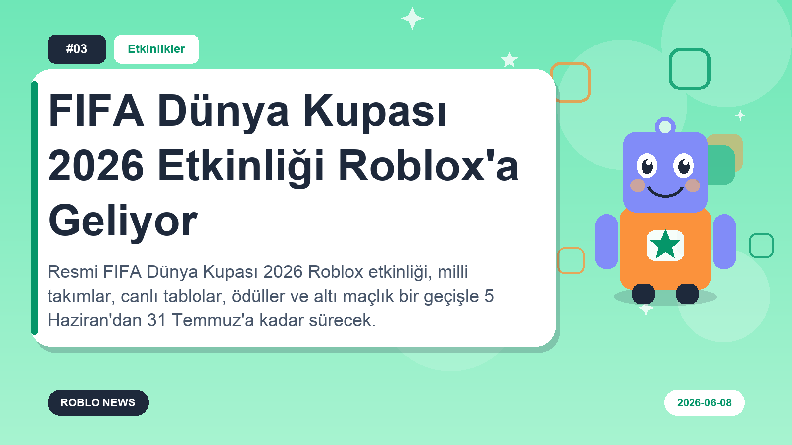 FIFA Dünya Kupası 2026 Etkinliği Roblox'a Geliyor