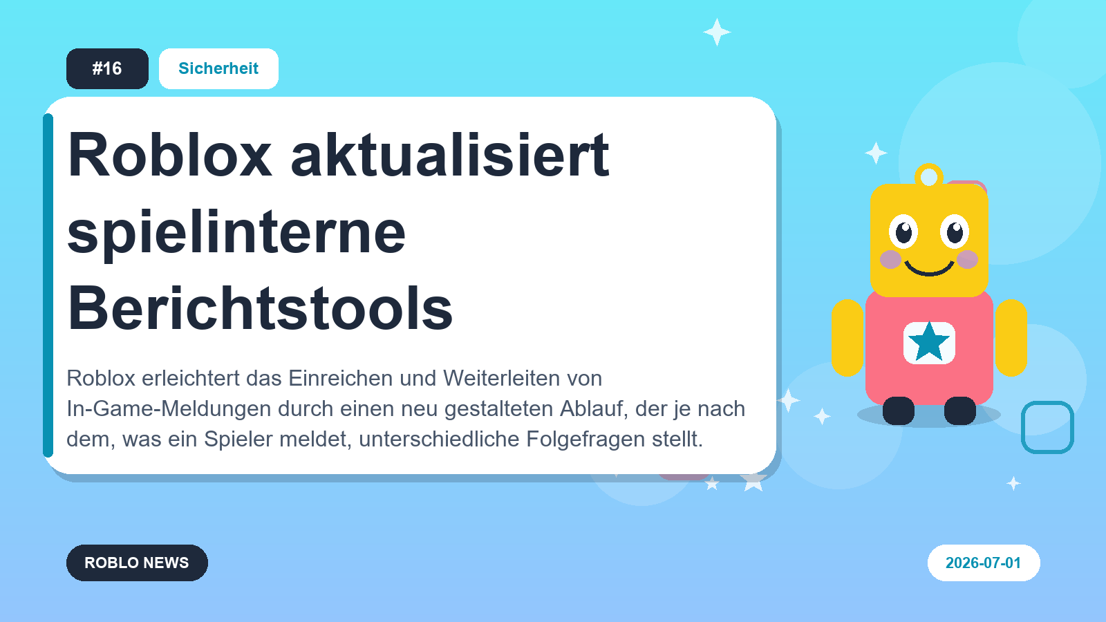 Roblox aktualisiert spielinterne Berichtstools