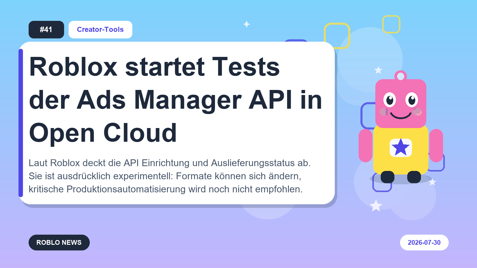 Roblox startet Tests der Ads Manager API in Open Cloud