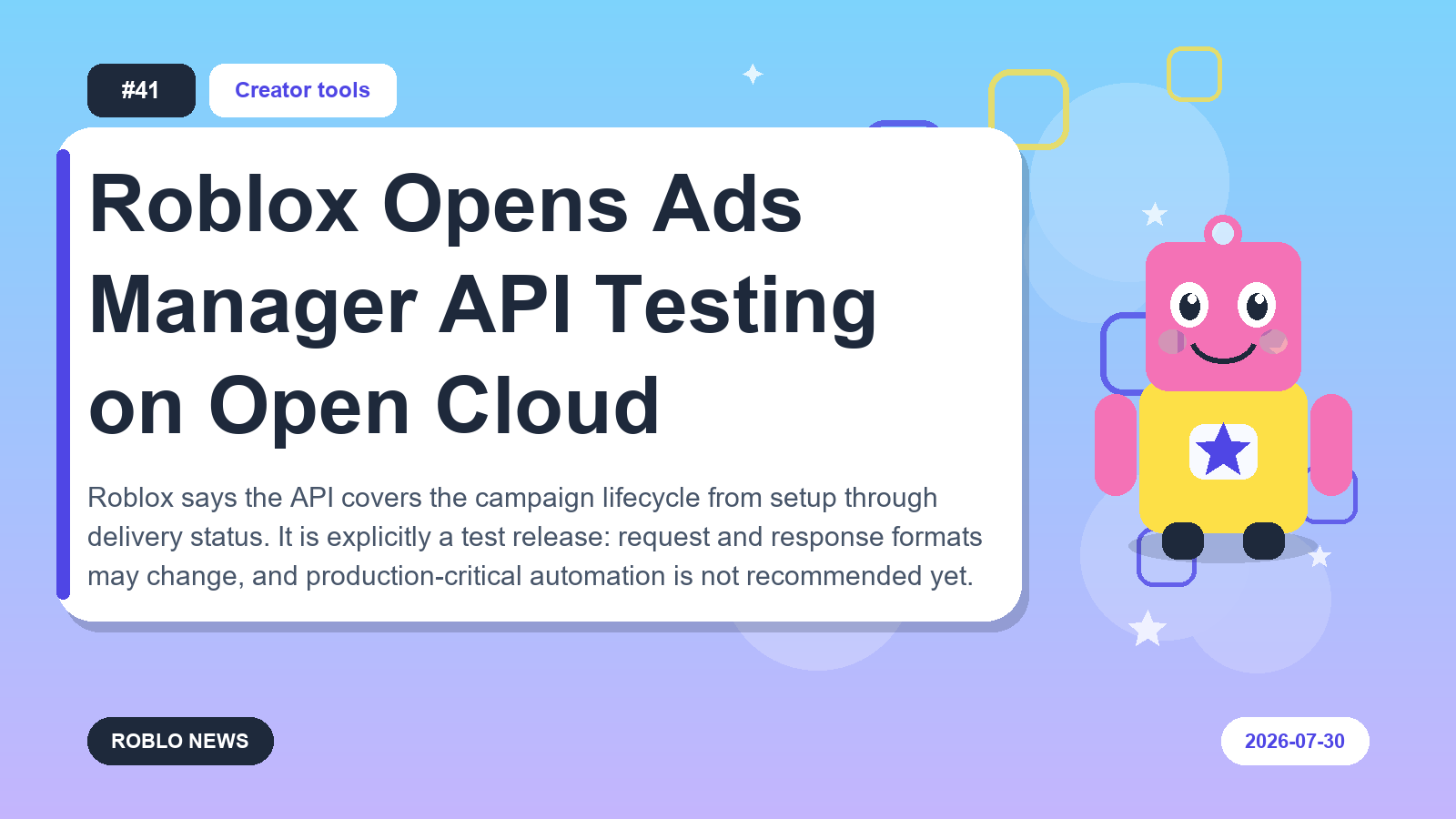 Roblox Opens Ads Manager API Testing on Open Cloud