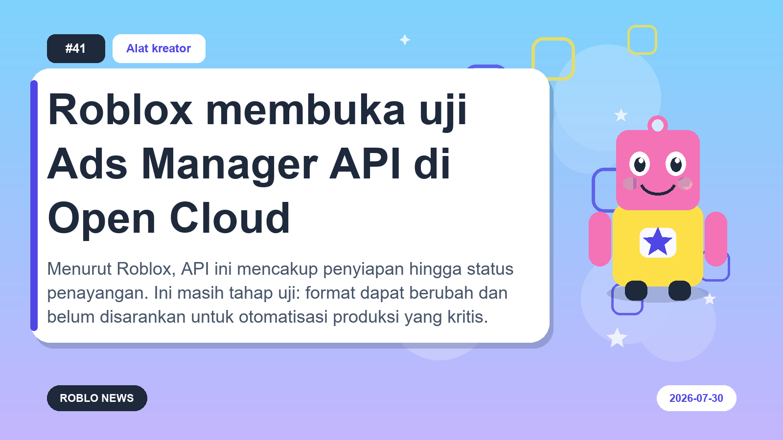 Roblox membuka uji Ads Manager API di Open Cloud