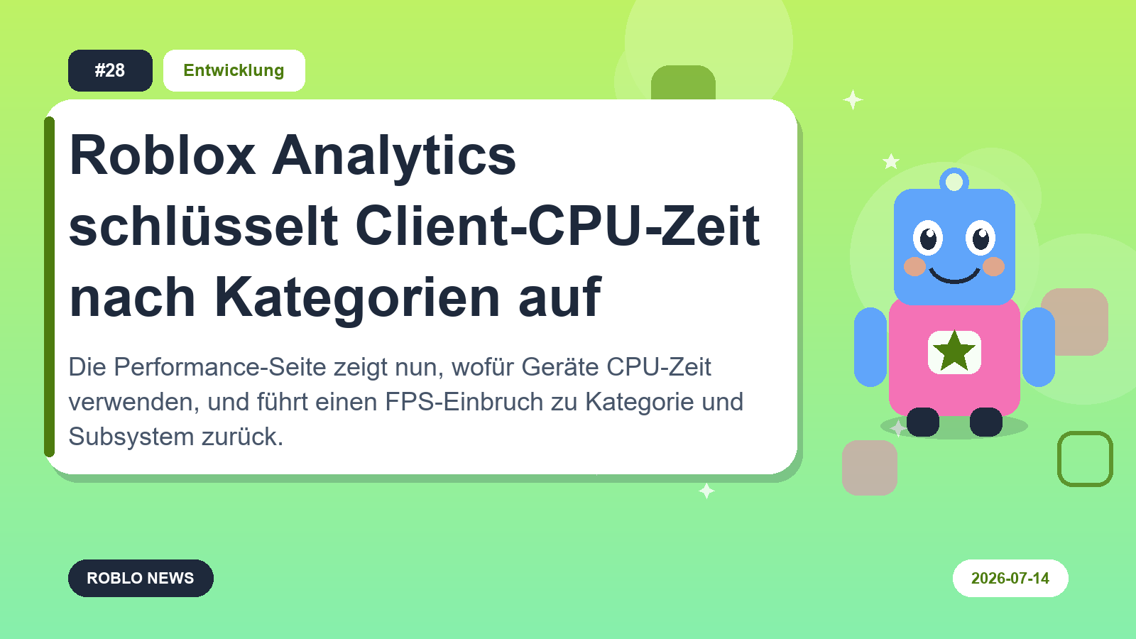 Roblox Analytics schlüsselt Client-CPU-Zeit nach Kategorien auf