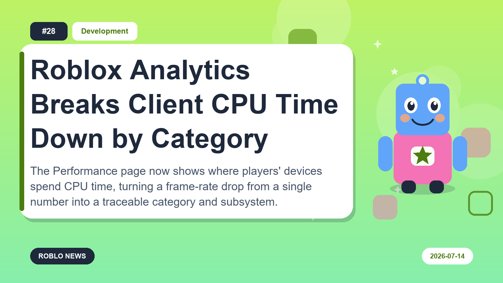 Roblox Analytics Breaks Client CPU Time Down by Category