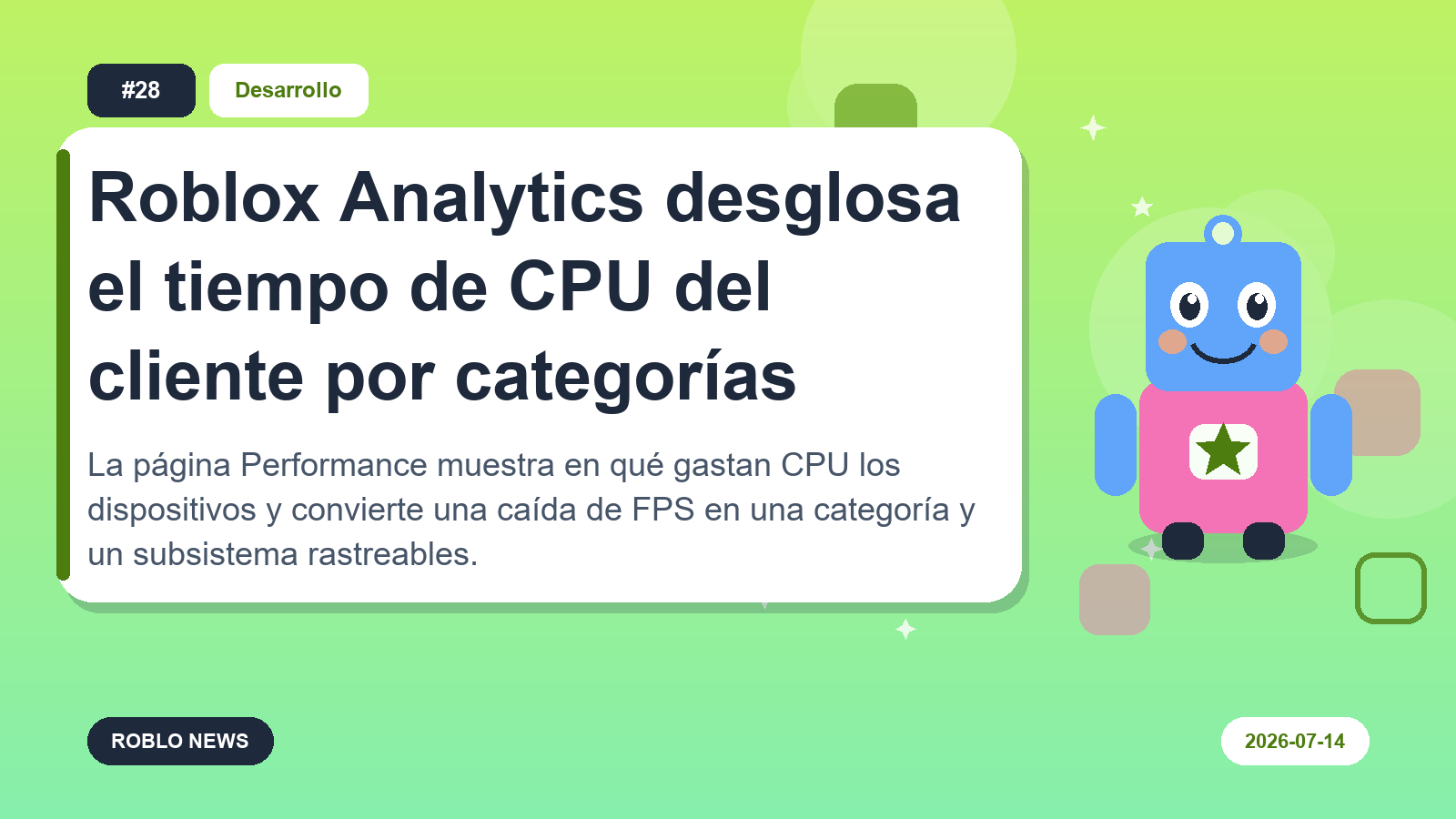 Roblox Analytics desglosa el tiempo de CPU del cliente por categorías