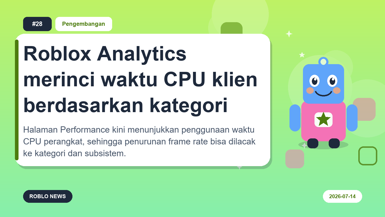 Roblox Analytics merinci waktu CPU klien berdasarkan kategori
