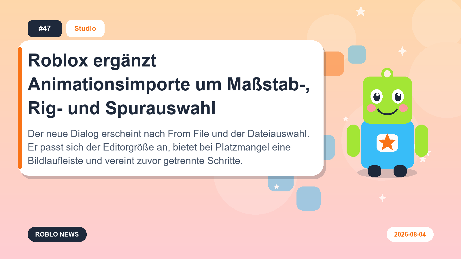 Roblox ergänzt Animationsimporte um Maßstab-, Rig- und Spurauswahl