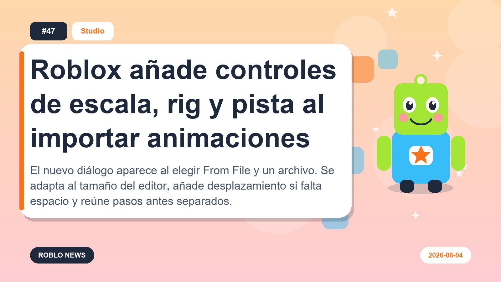 Roblox añade controles de escala, rig y pista al importar animaciones