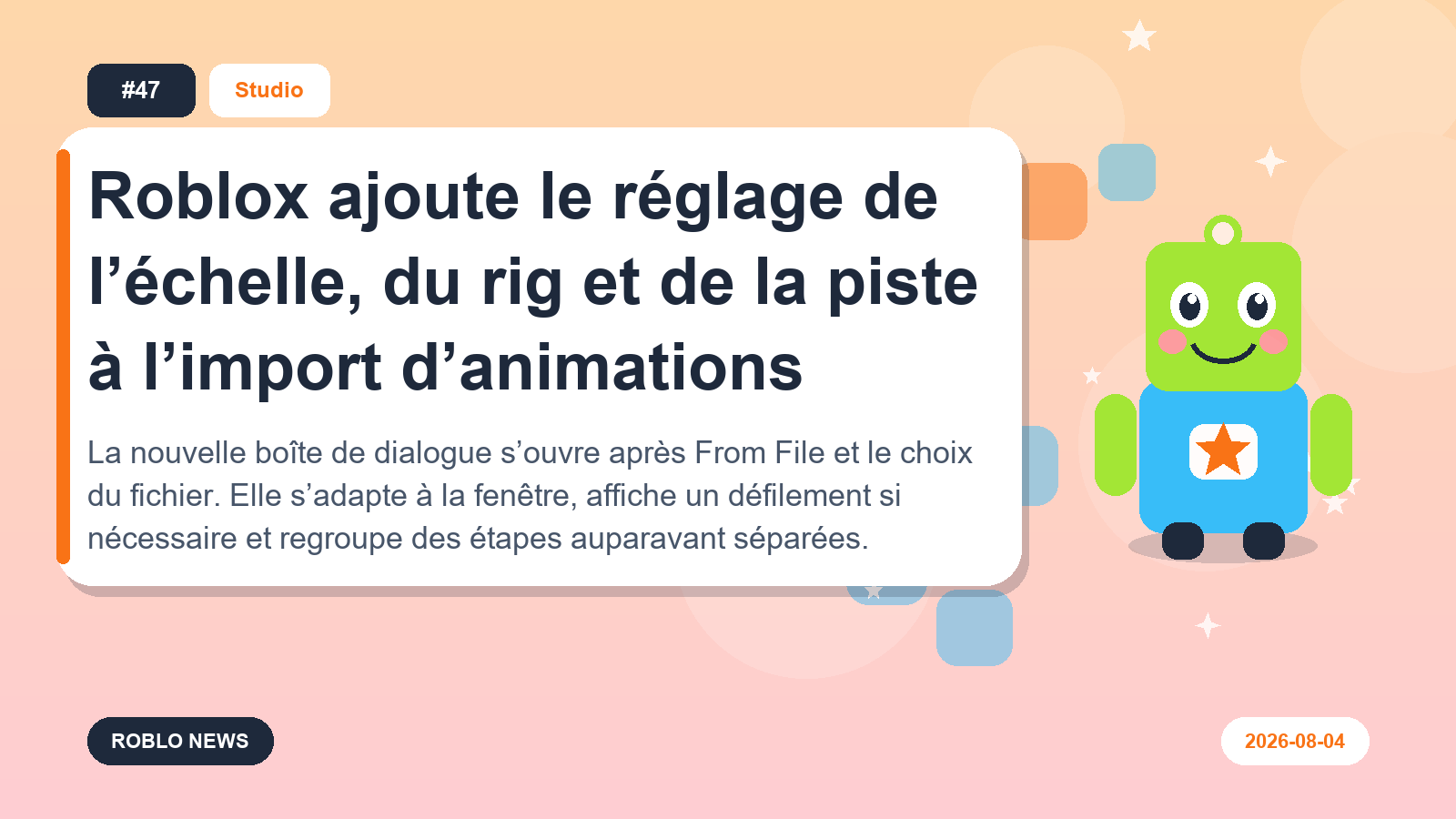 Roblox ajoute le réglage de l’échelle, du rig et de la piste à l’import d’animations
