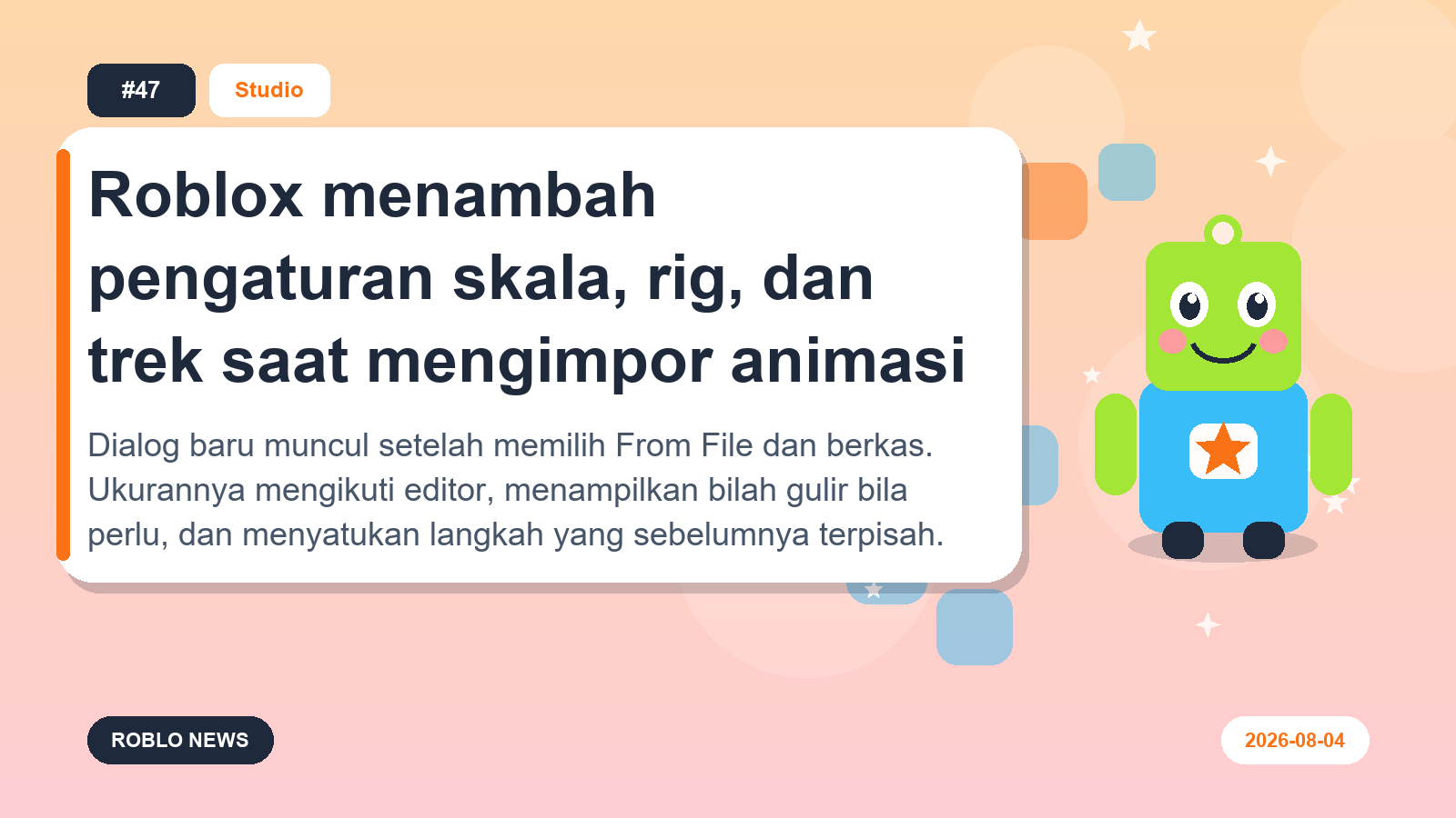 Roblox menambah pengaturan skala, rig, dan trek saat mengimpor animasi