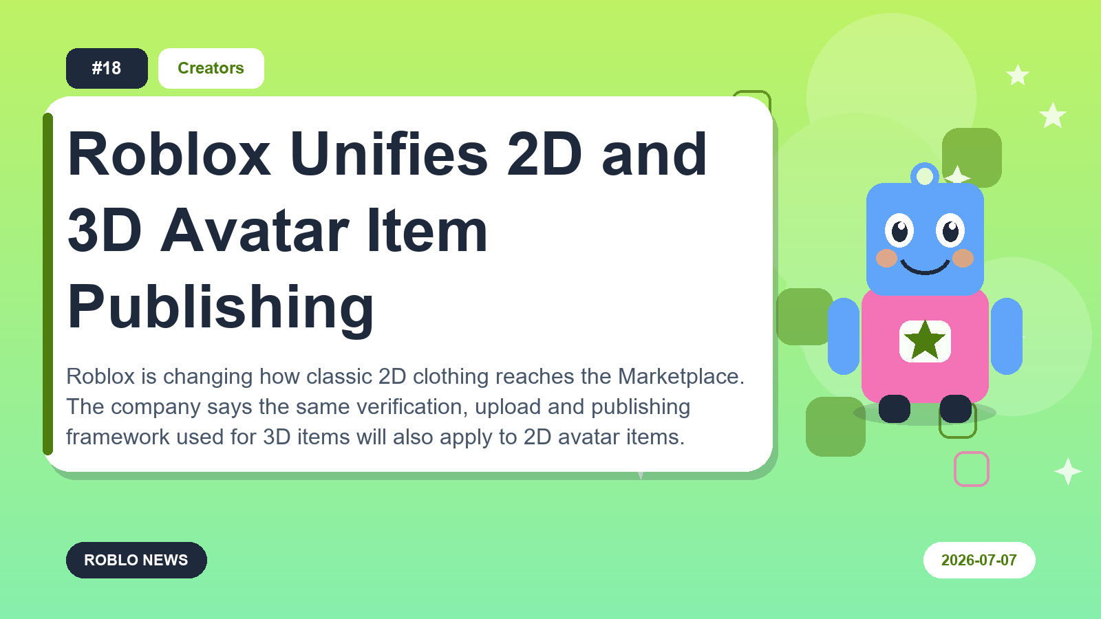 Roblox Unifies 2D and 3D Avatar Item Publishing