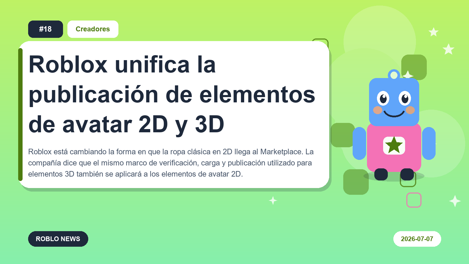 Roblox unifica la publicación de elementos de avatar 2D y 3D
