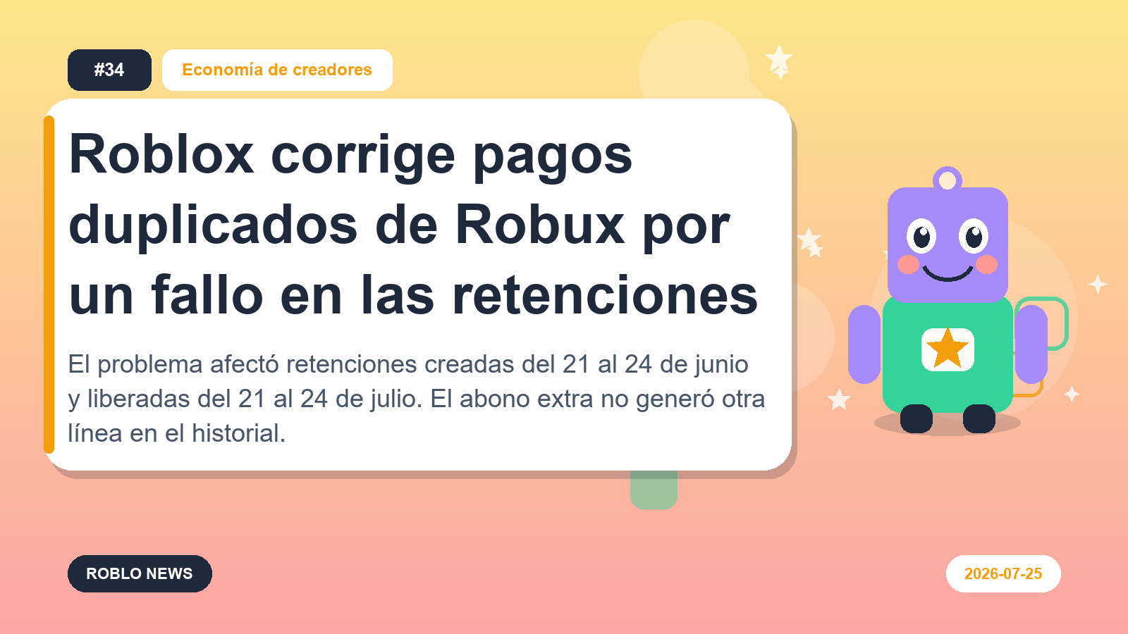 Roblox corrige pagos duplicados de Robux por un fallo en las retenciones