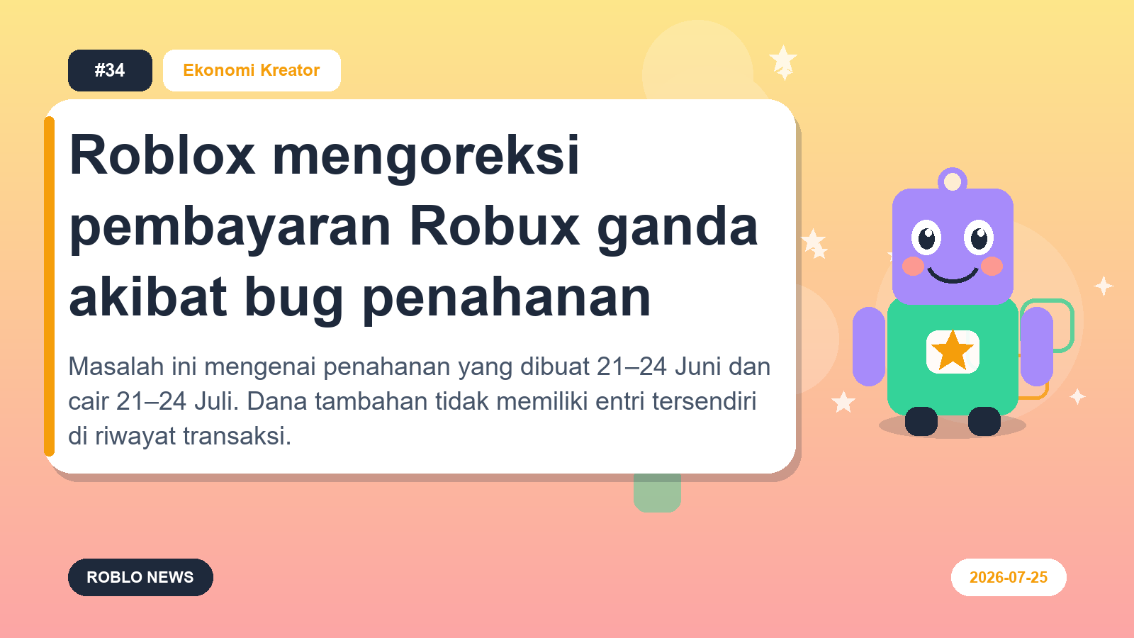 Roblox mengoreksi pembayaran Robux ganda akibat bug penahanan