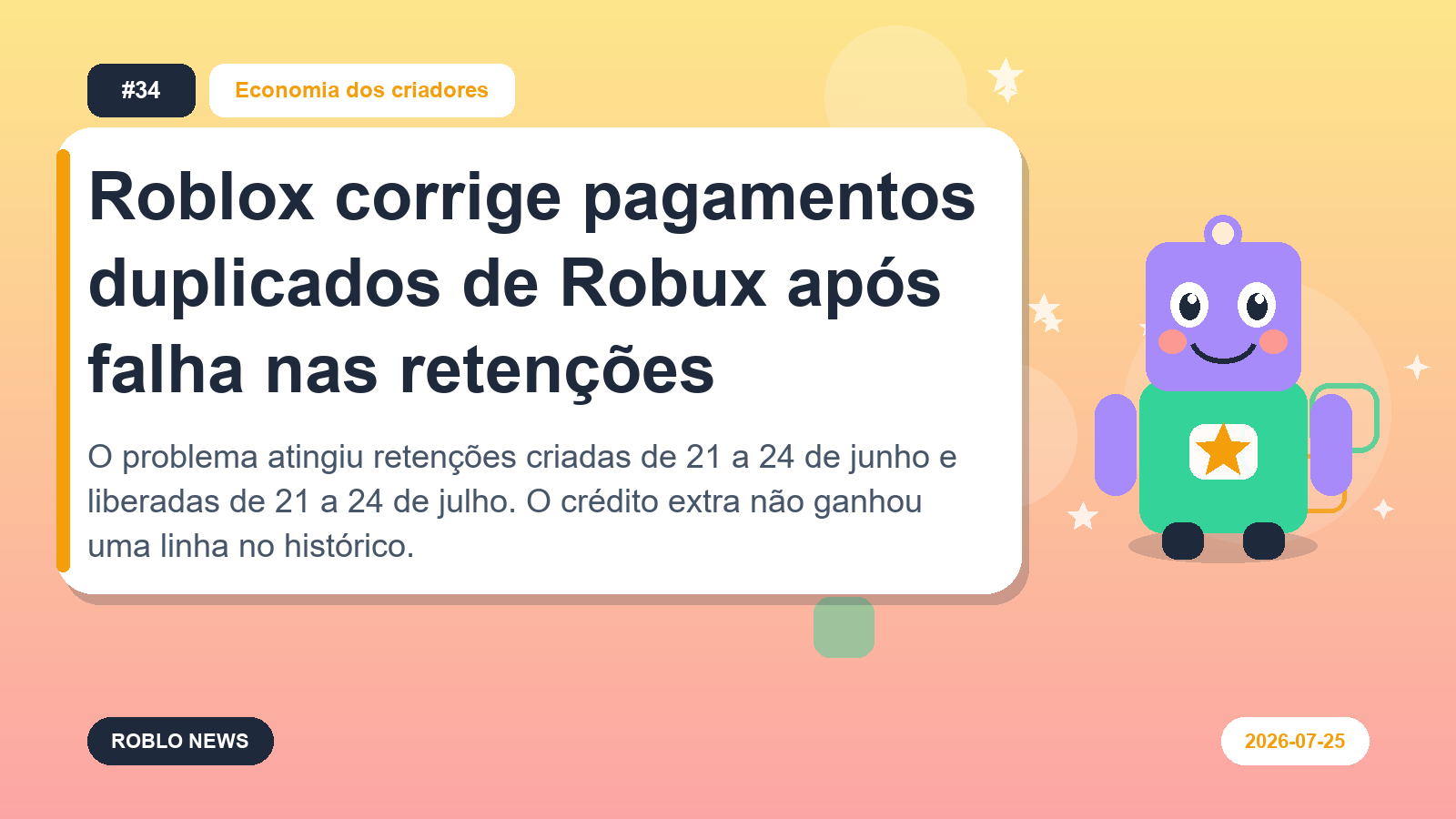 Roblox corrige pagamentos duplicados de Robux após falha nas retenções