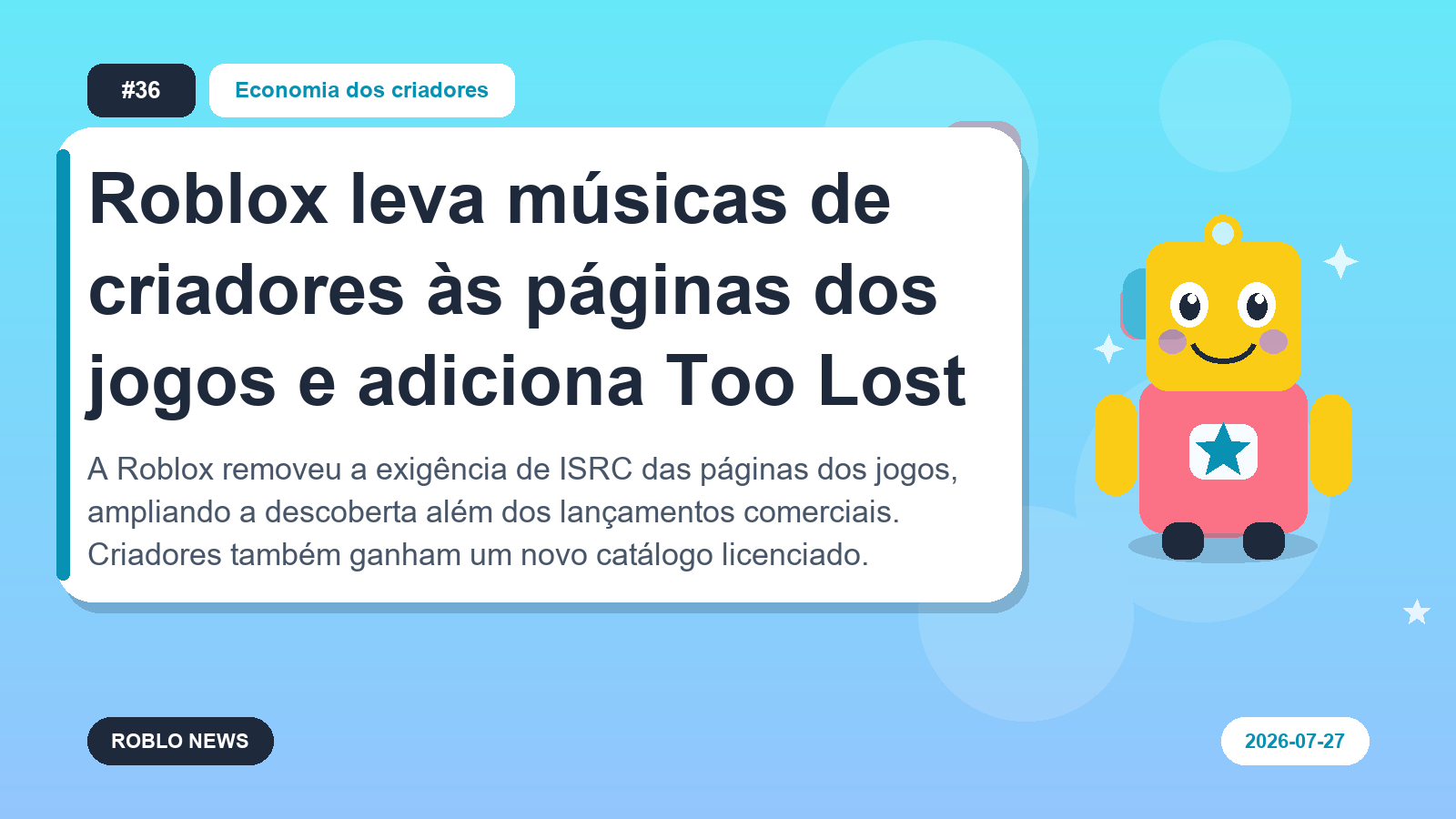 Roblox leva músicas de criadores às páginas dos jogos e adiciona Too Lost