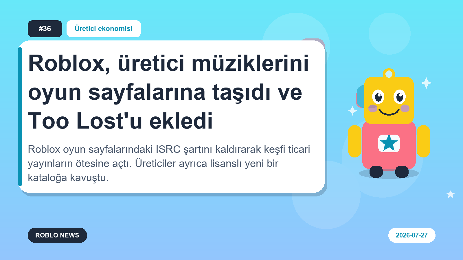 Roblox, üretici müziklerini oyun sayfalarına taşıdı ve Too Lost'u ekledi