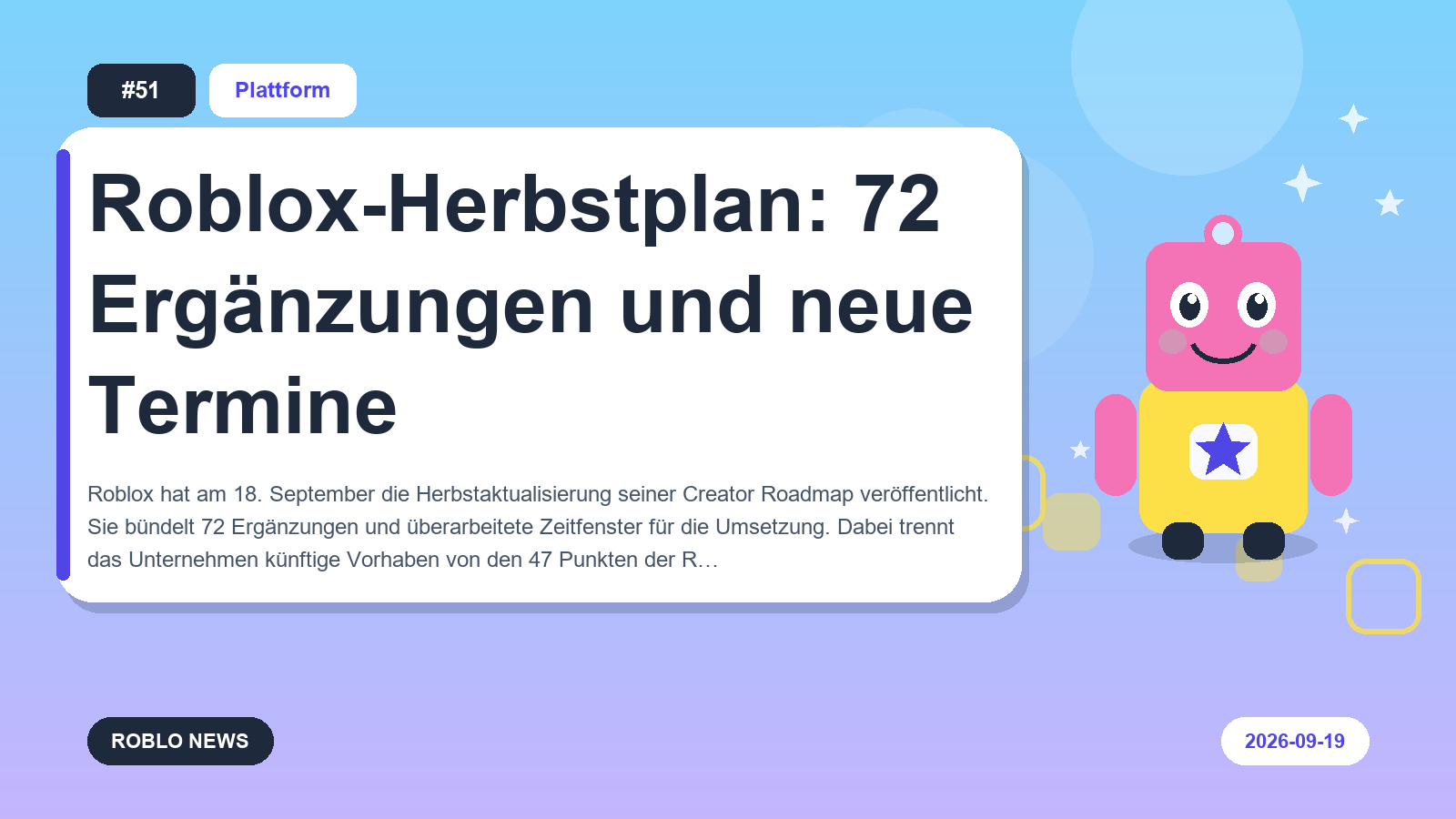 Roblox-Herbstplan: 72 Ergänzungen und neue Termine