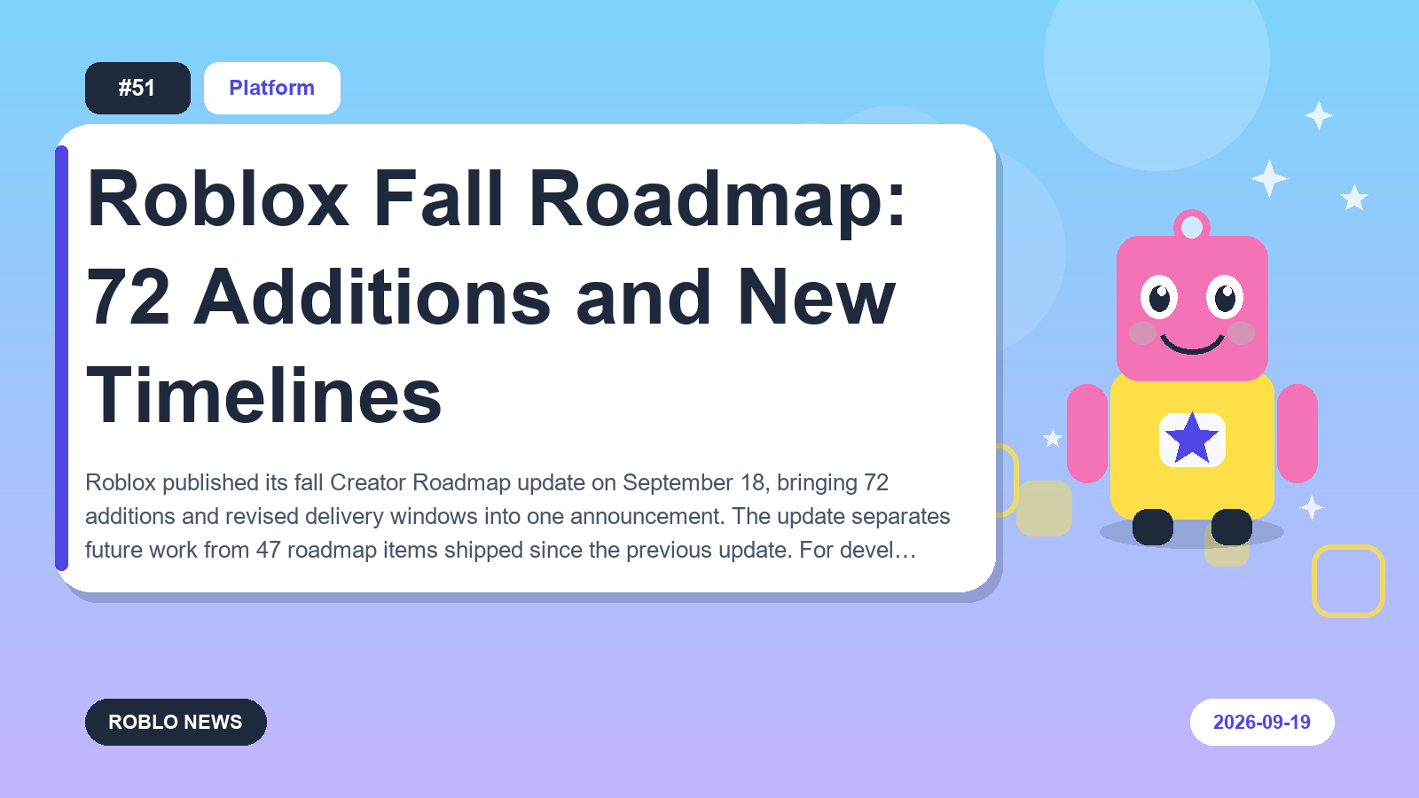Roblox Fall Roadmap: 72 Additions and New Timelines