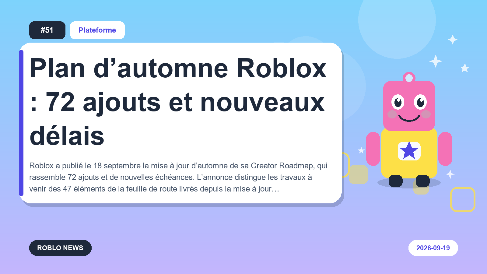 Plan d’automne Roblox : 72 ajouts et nouveaux délais