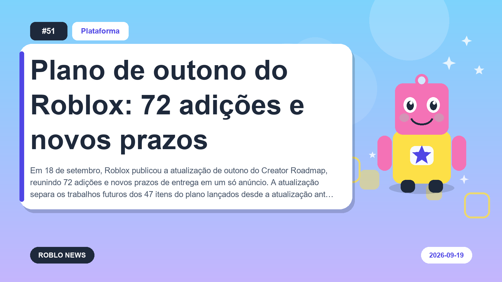 Plano de outono do Roblox: 72 adições e novos prazos