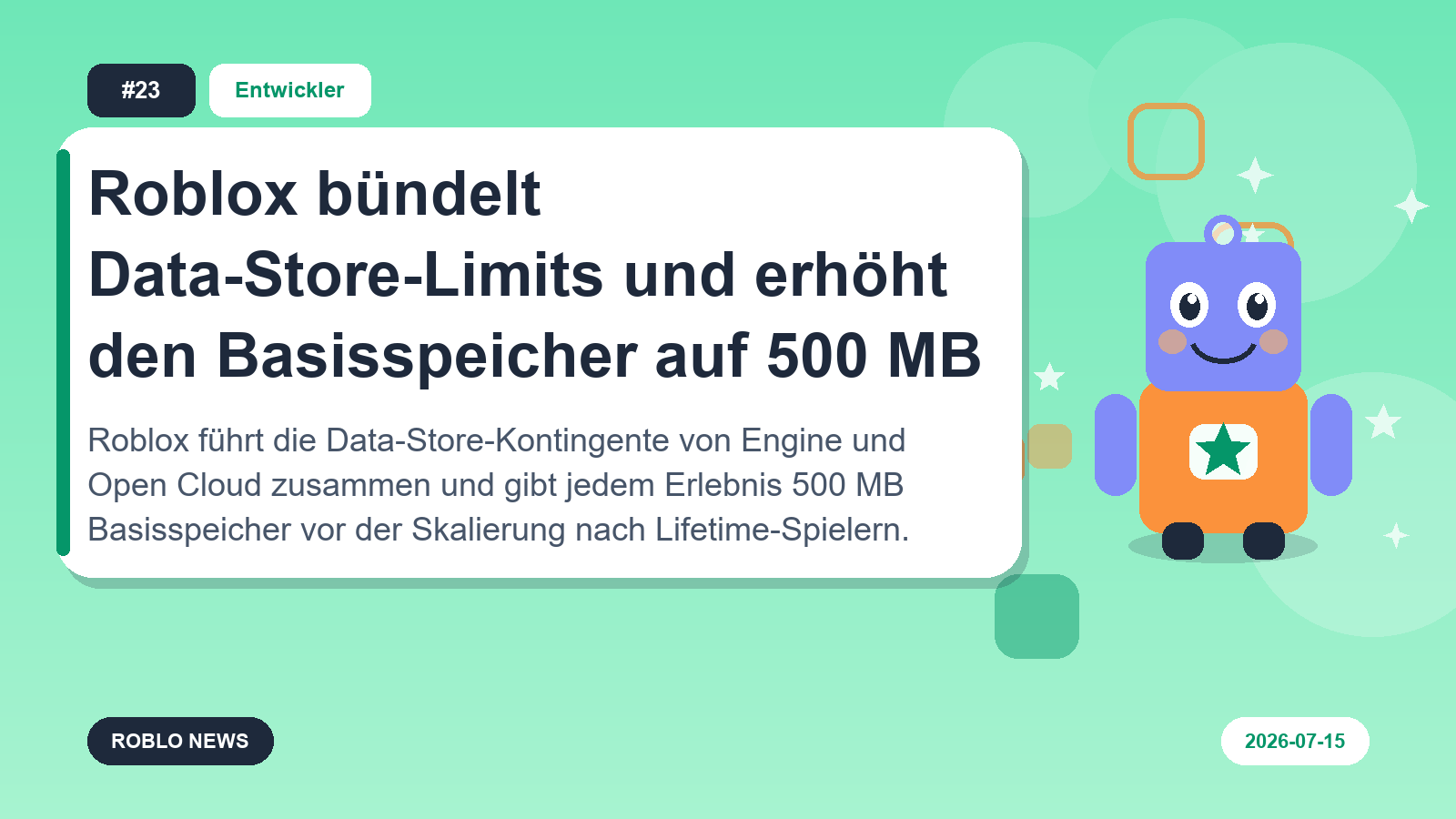 Roblox bündelt Data-Store-Limits und erhöht den Basisspeicher auf 500 MB