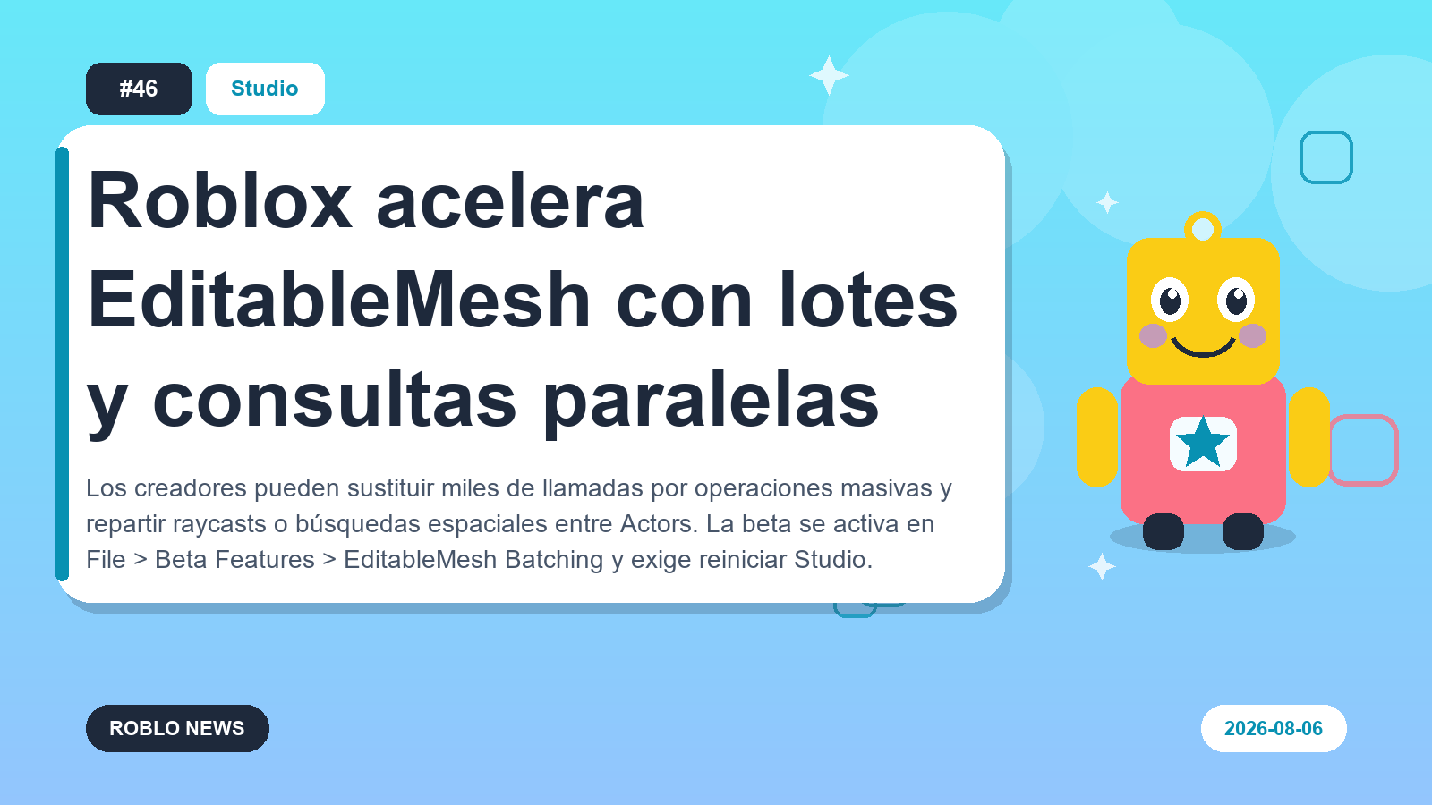 Roblox acelera EditableMesh con lotes y consultas paralelas