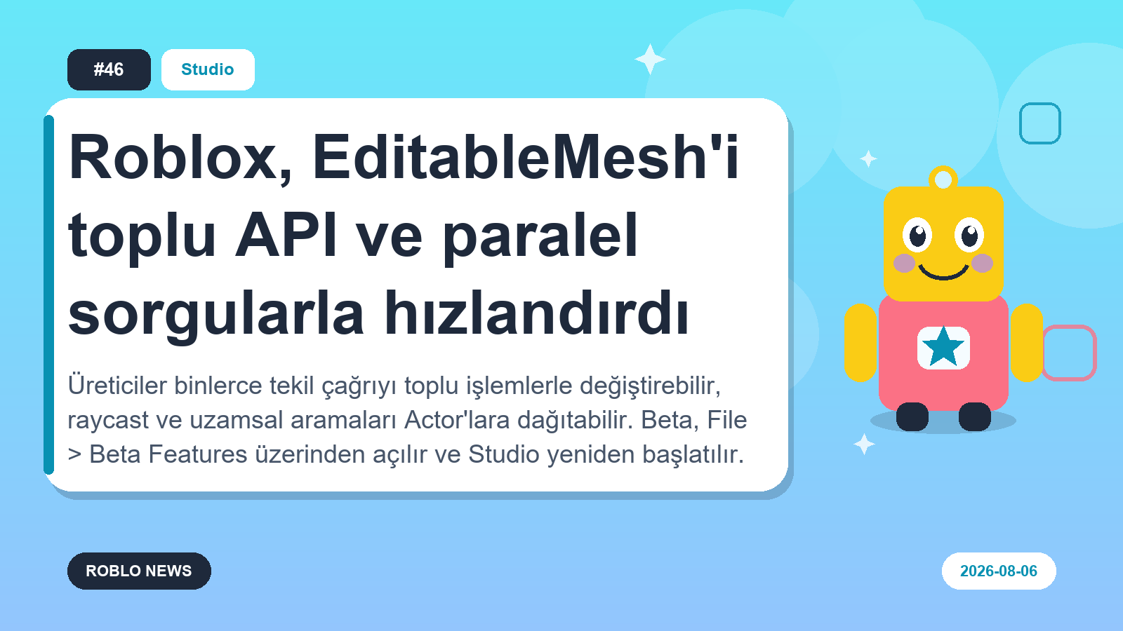 Roblox, EditableMesh'i toplu API ve paralel sorgularla hızlandırdı