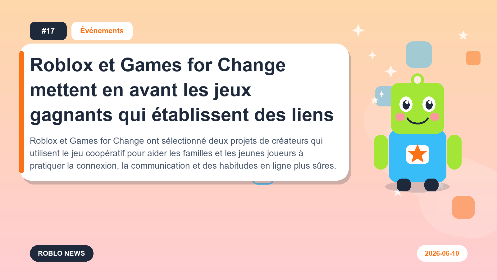 Roblox et Games for Change mettent en avant les jeux gagnants qui établissent des liens
