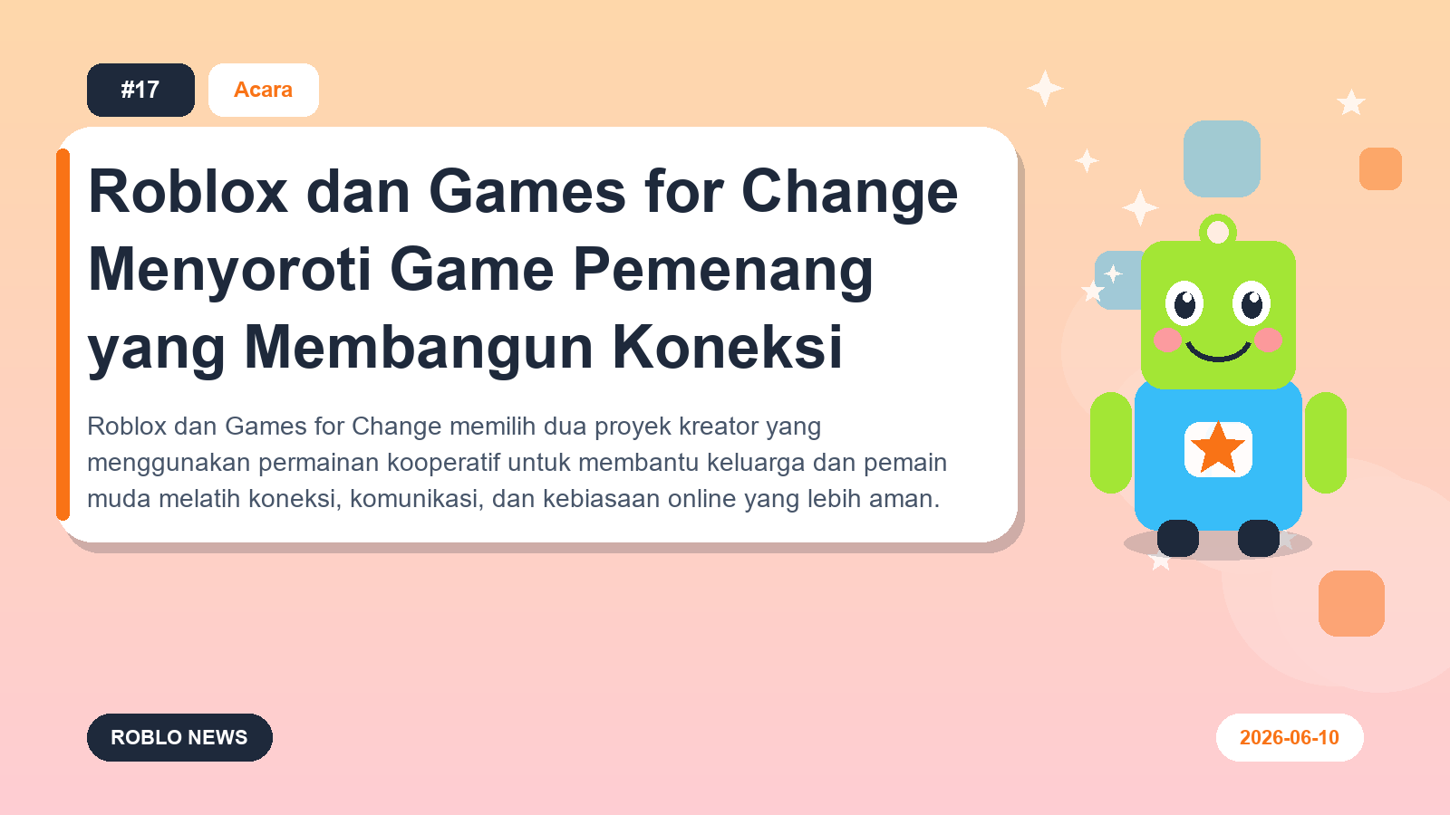 Roblox dan Games for Change Menyoroti Game Pemenang yang Membangun Koneksi