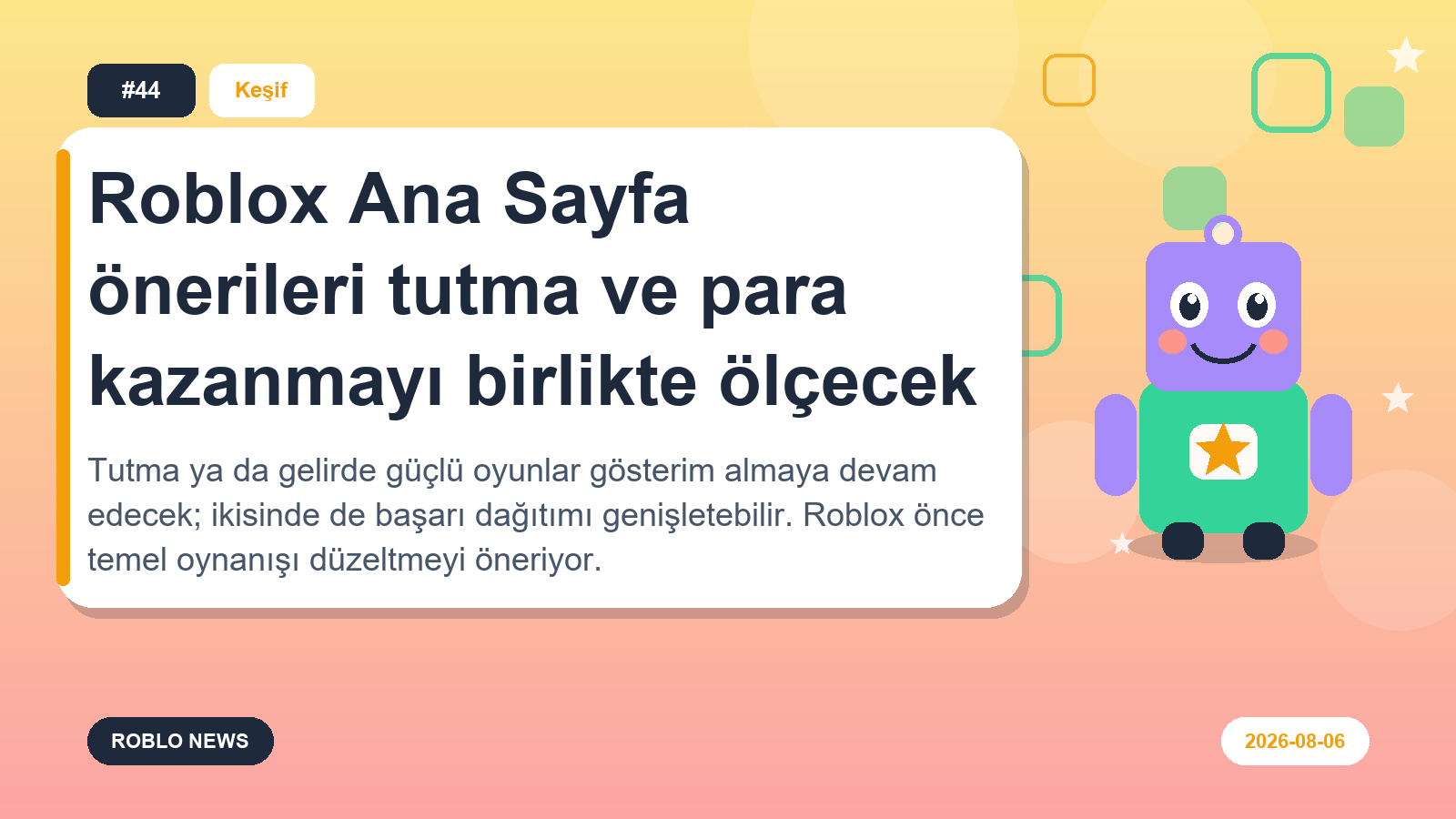 Roblox Ana Sayfa önerileri tutma ve para kazanmayı birlikte ölçecek