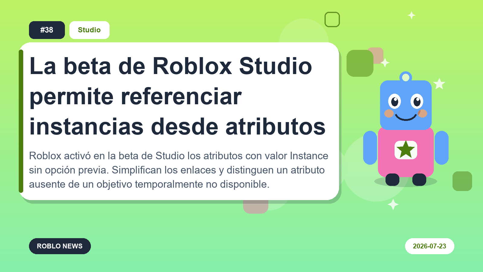 La beta de Roblox Studio permite referenciar instancias desde atributos