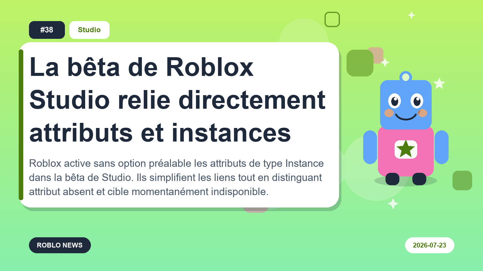 La bêta de Roblox Studio relie directement attributs et instances