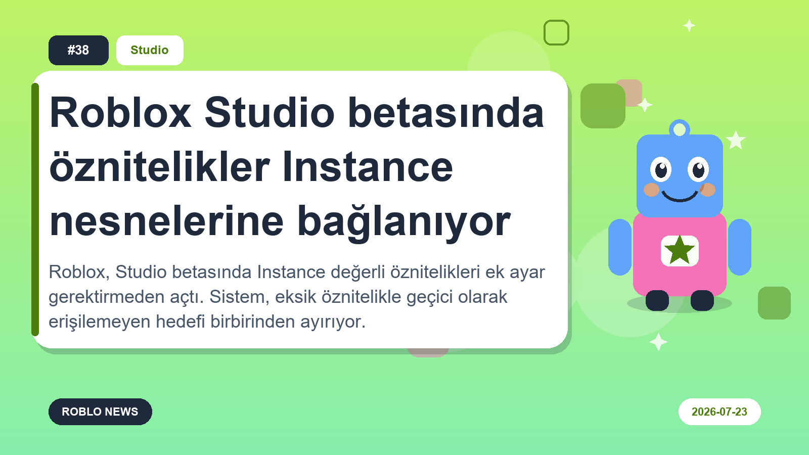 Roblox Studio betasında öznitelikler Instance nesnelerine bağlanıyor