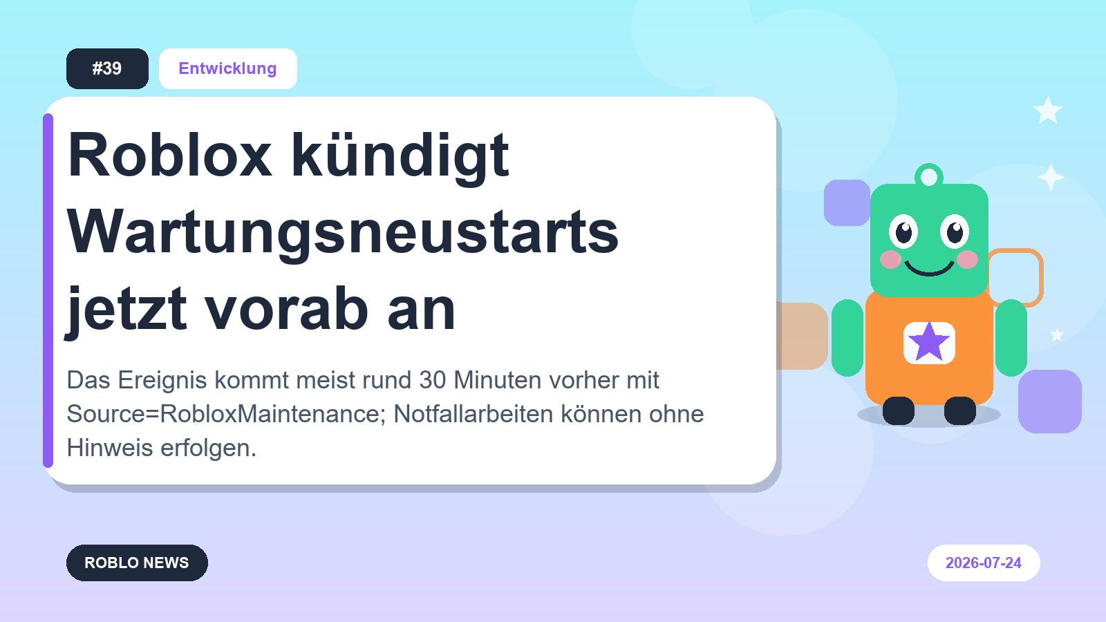 Roblox kündigt Wartungsneustarts jetzt vorab an