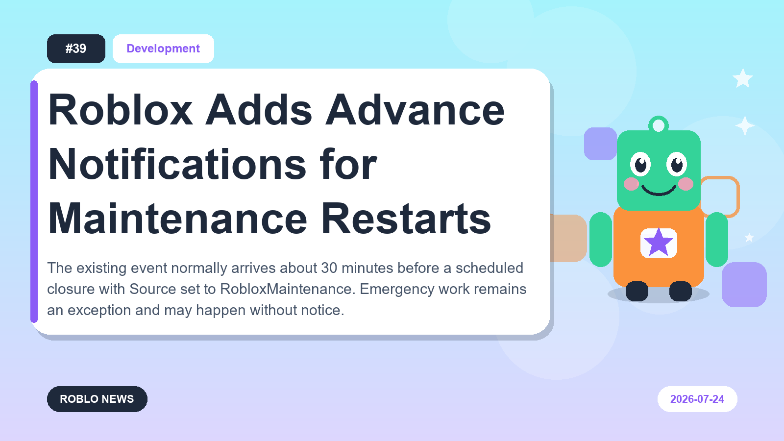 Roblox Adds Advance Notifications for Maintenance Restarts