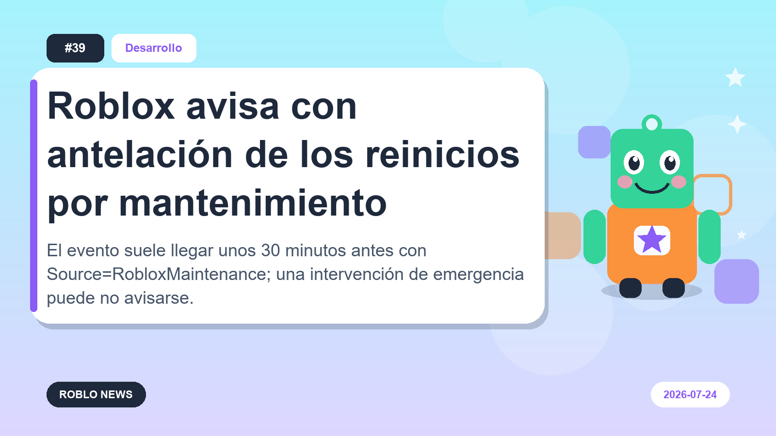Roblox avisa con antelación de los reinicios por mantenimiento