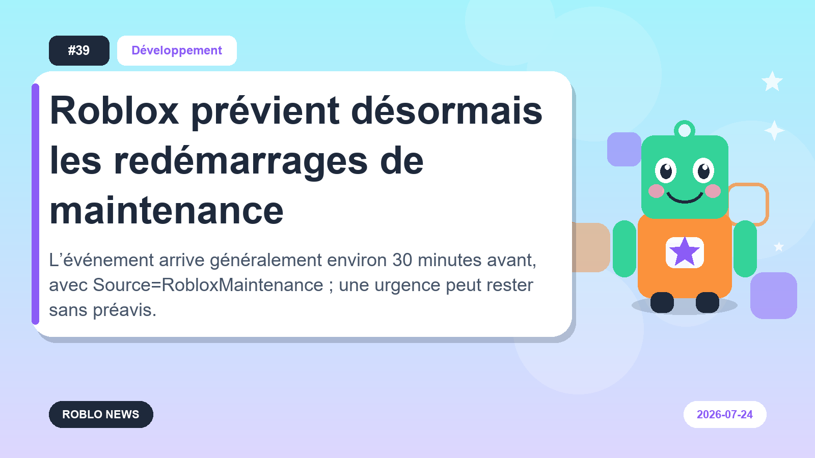 Roblox prévient désormais les redémarrages de maintenance