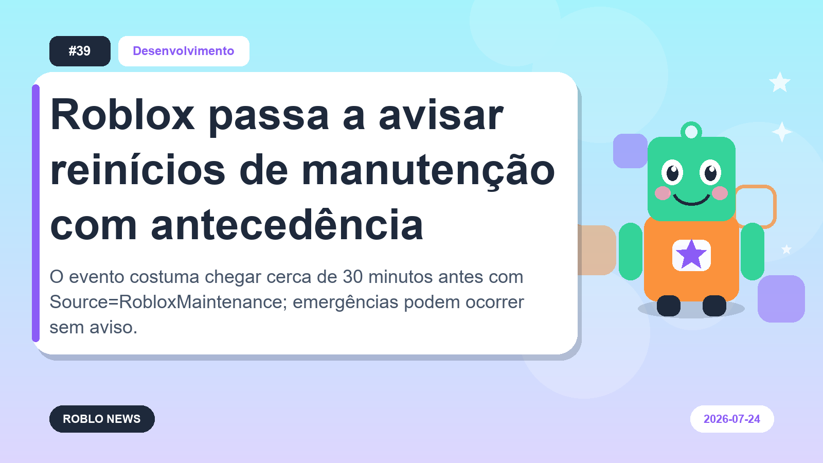 Roblox passa a avisar reinícios de manutenção com antecedência