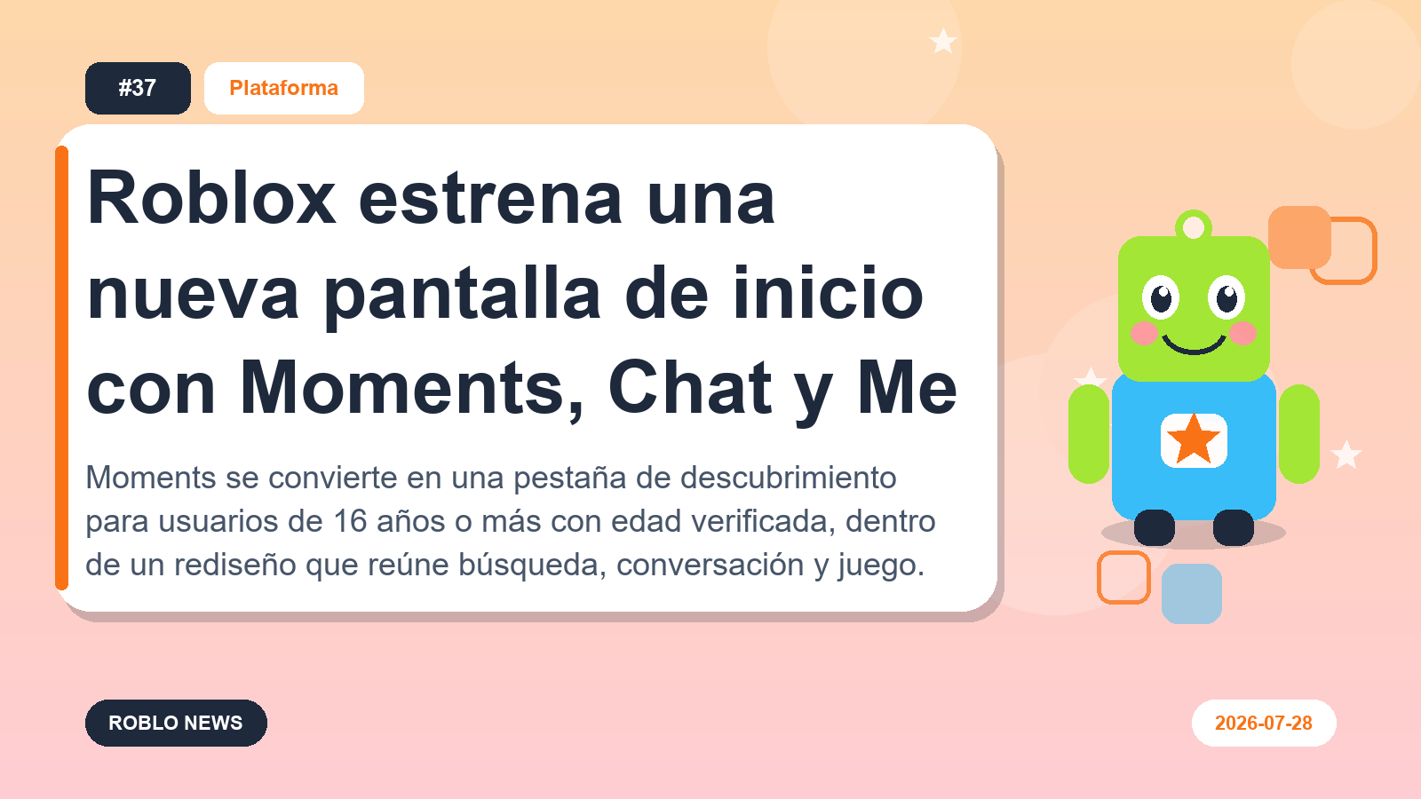 Roblox estrena una nueva pantalla de inicio con Moments, Chat y Me