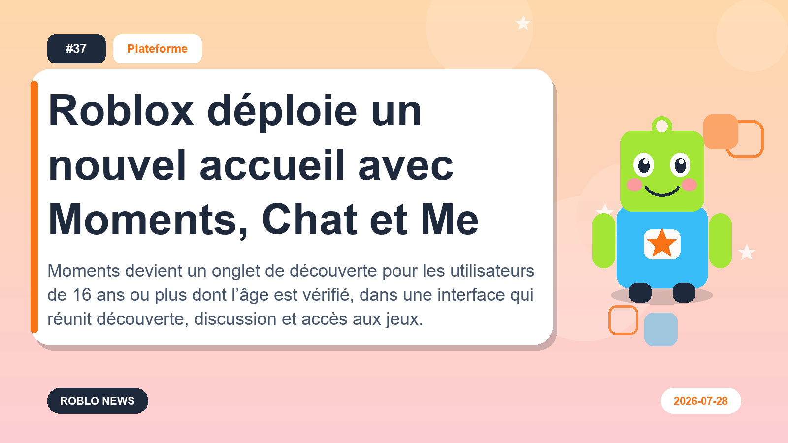 Roblox déploie un nouvel accueil avec Moments, Chat et Me