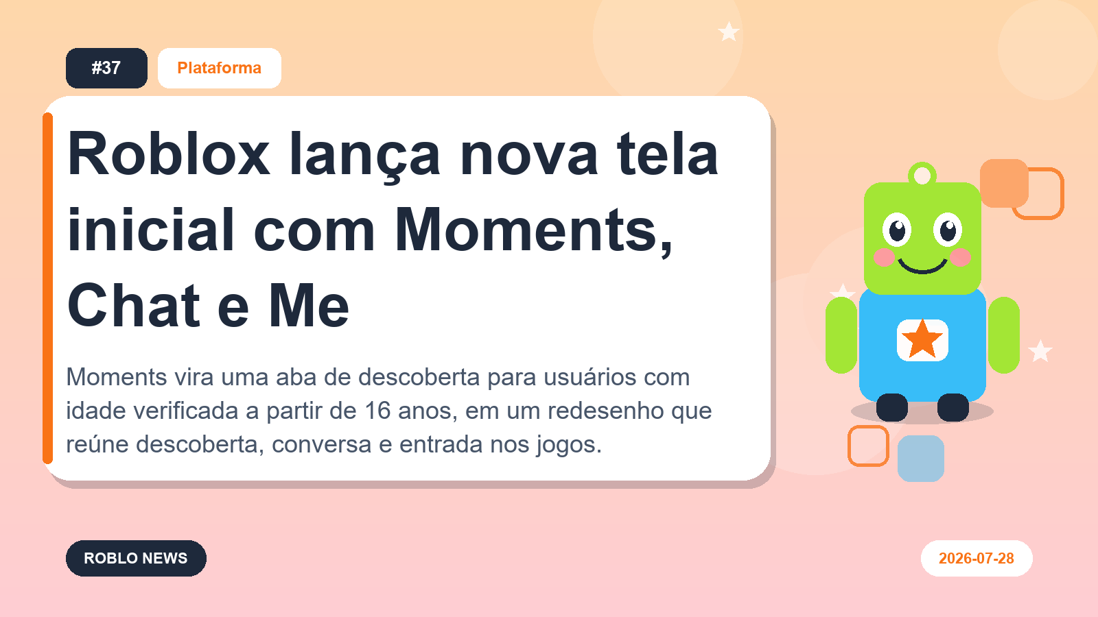 Roblox lança nova tela inicial com Moments, Chat e Me