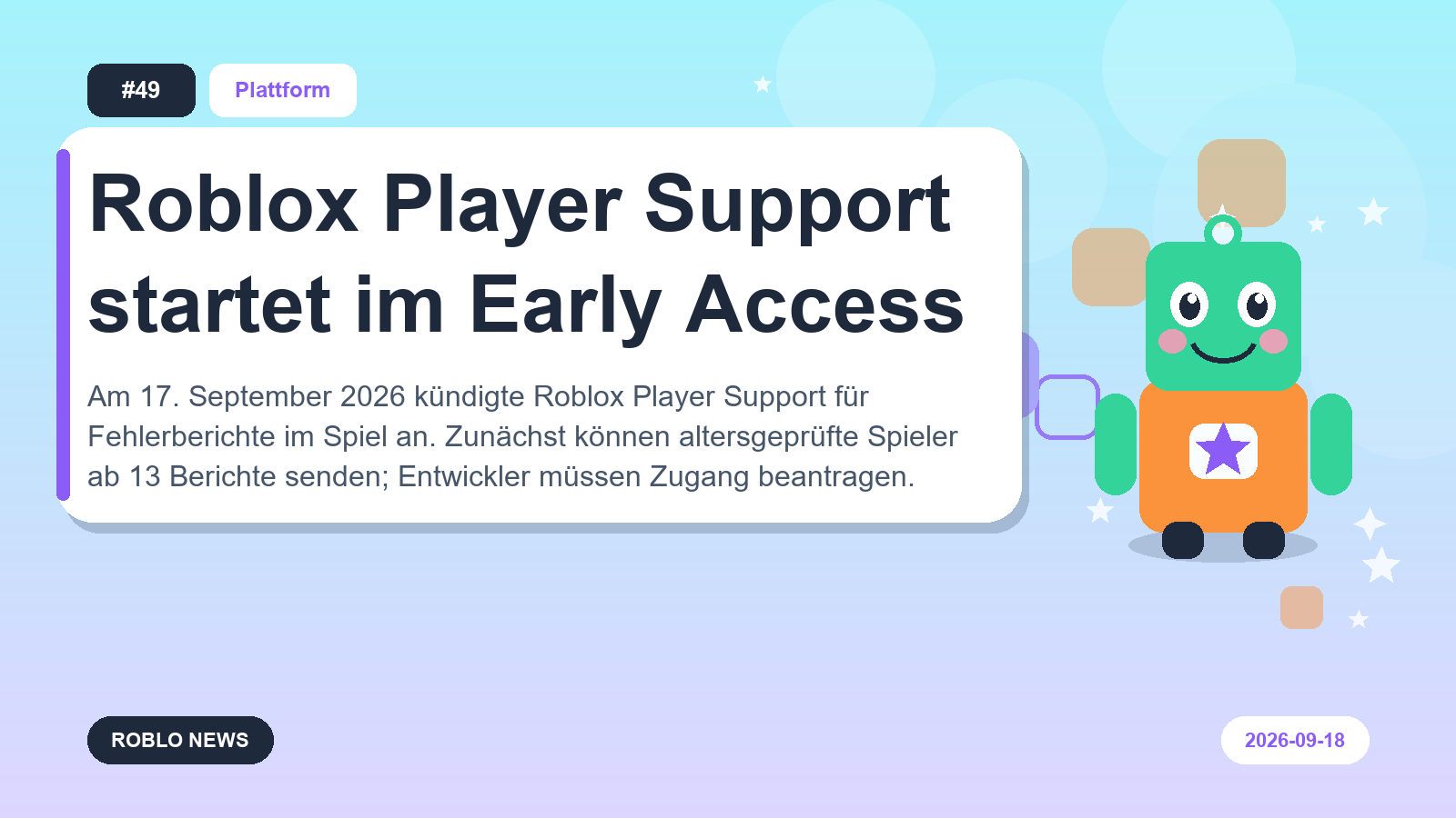 Roblox Player Support startet im Early Access