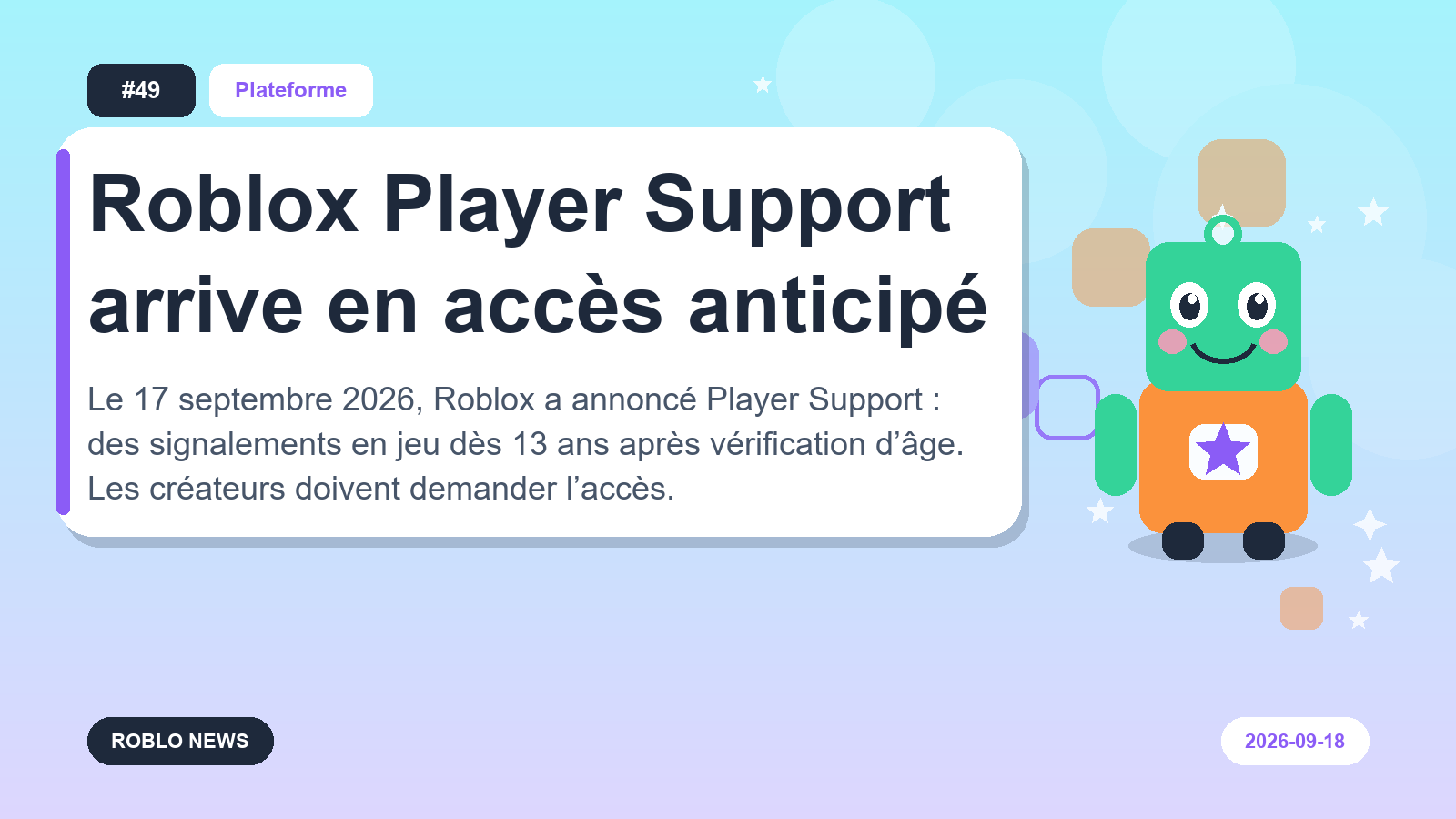 Roblox Player Support arrive en accès anticipé