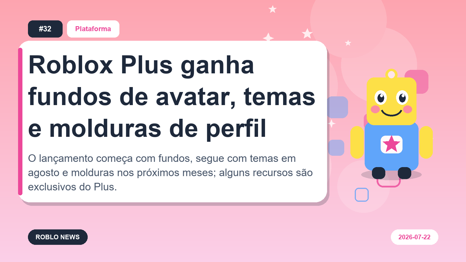 Roblox Plus ganha fundos de avatar, temas e molduras de perfil