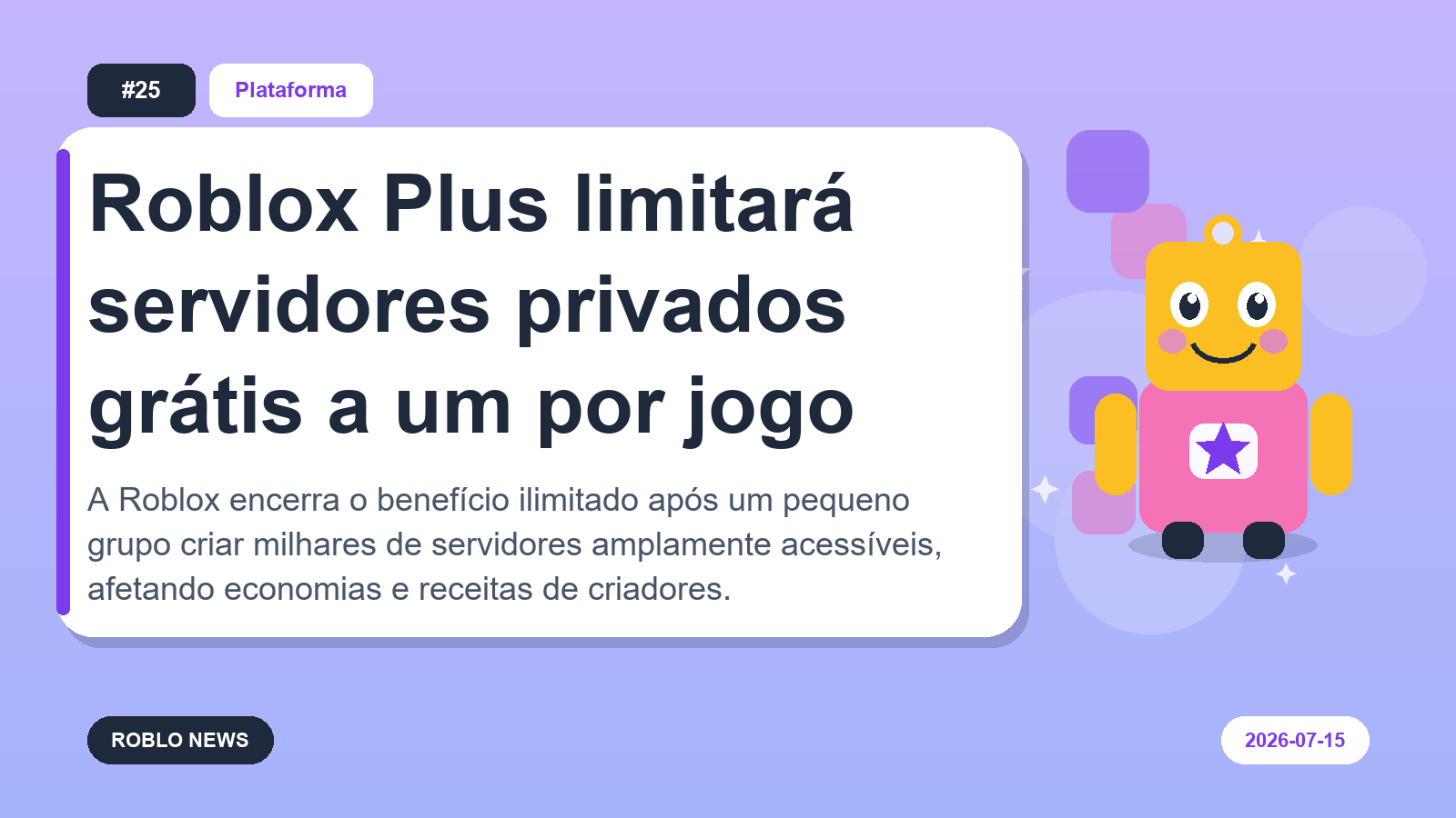 Roblox Plus limitará servidores privados grátis a um por jogo