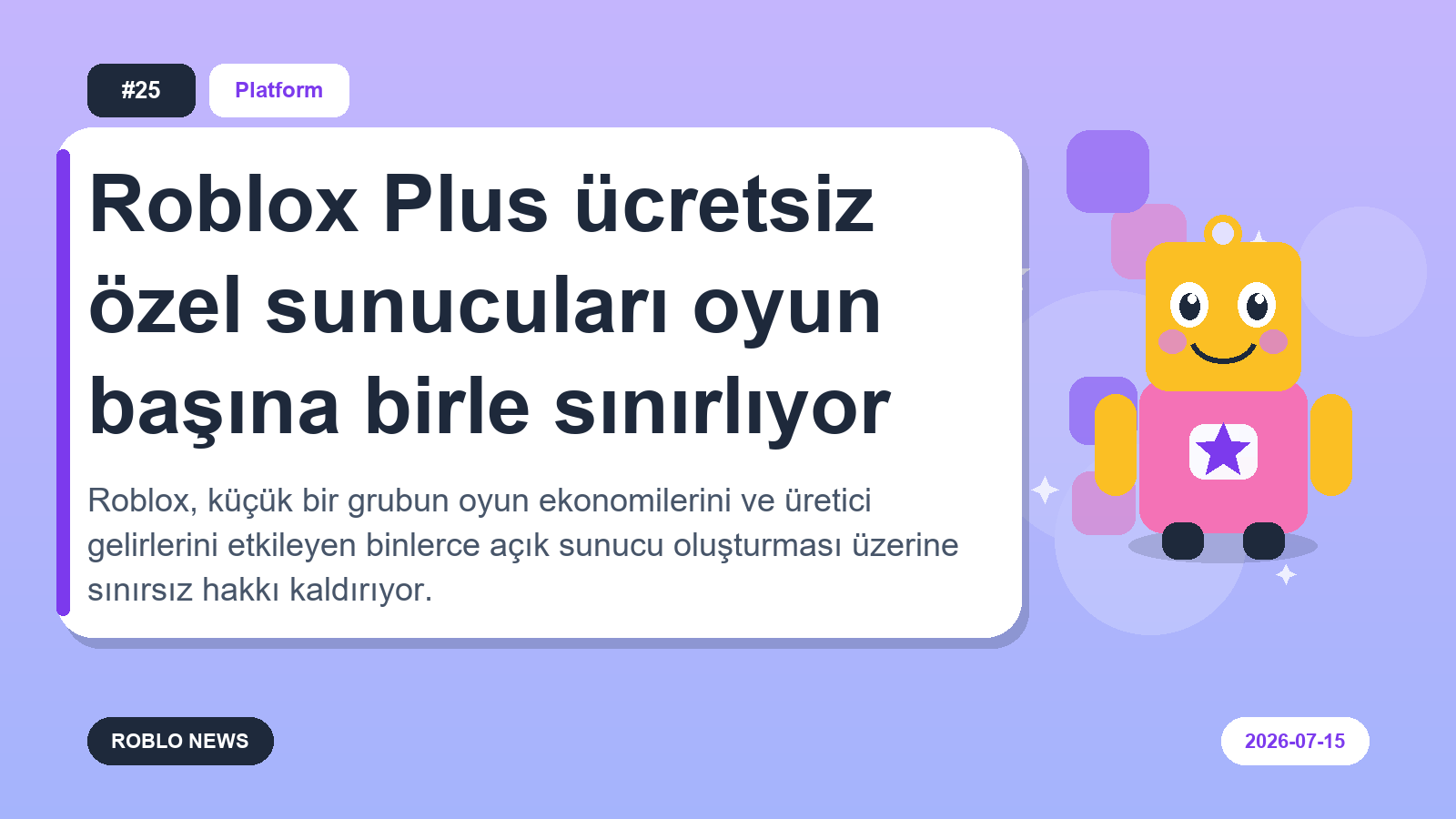 Roblox Plus ücretsiz özel sunucuları oyun başına birle sınırlıyor