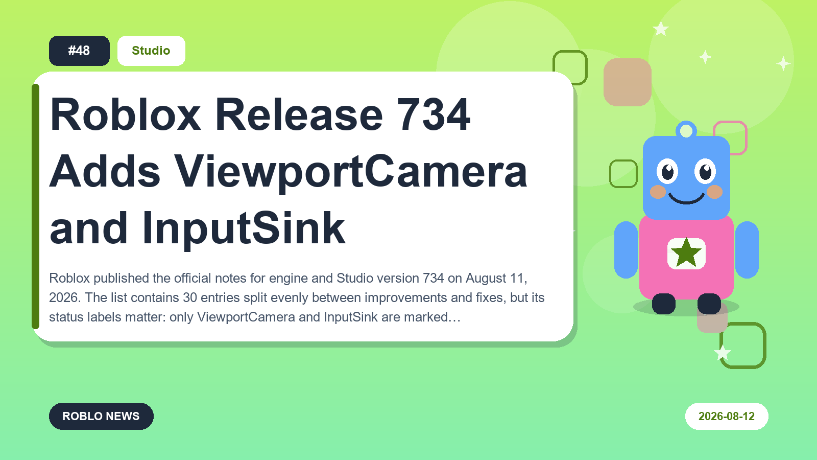 Roblox Release 734 Adds ViewportCamera and InputSink